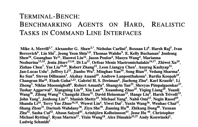 Terminal-Bench: Benchmarking Agents on Hard, Realistic Tasks in Command Line Interfaces